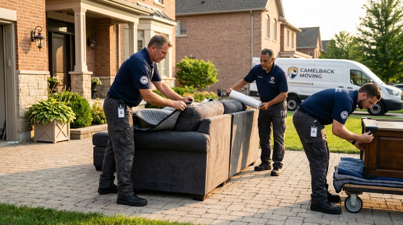 Large estate moving crew wrapping furniture in Bay Village, OH