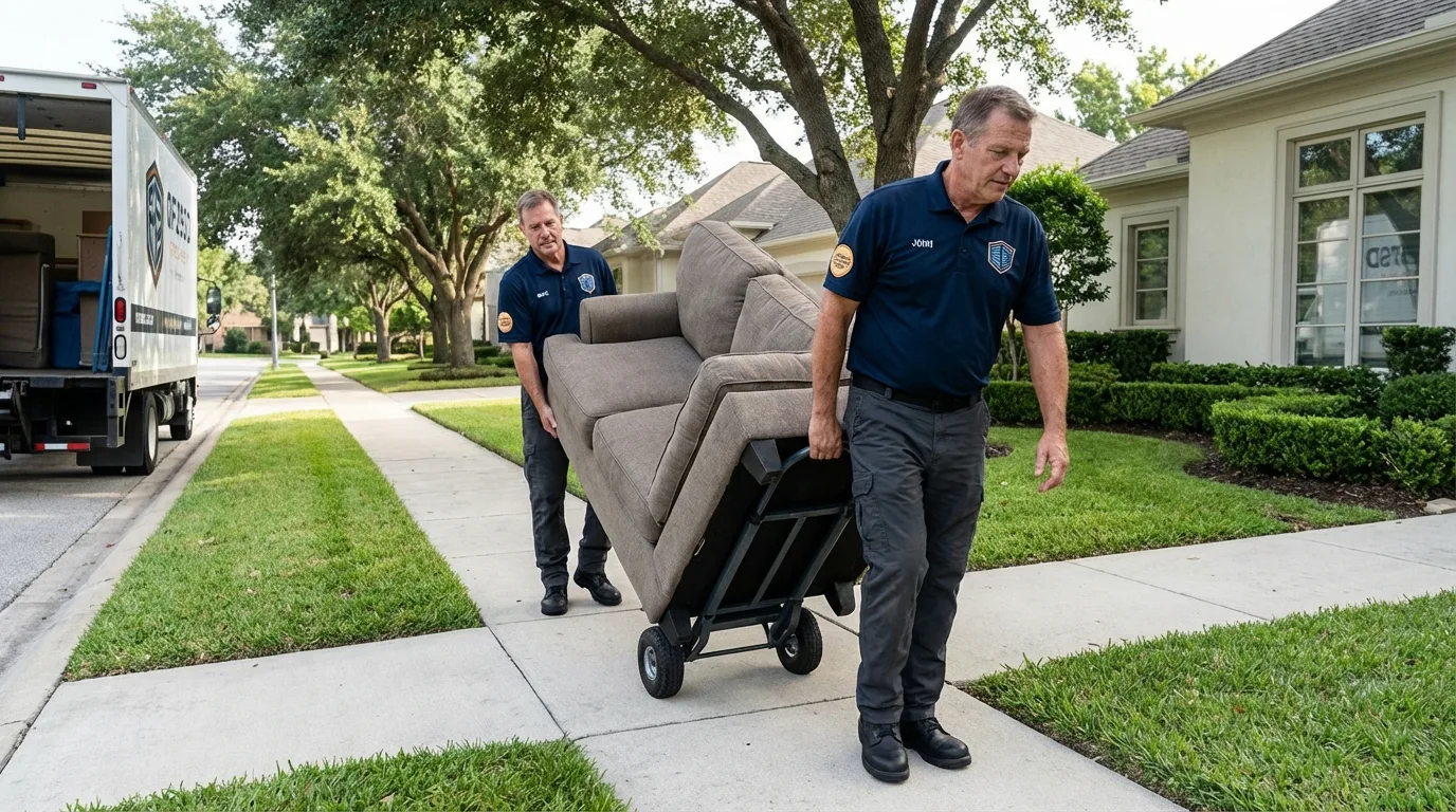 Local residential moving crew loading furniture in Bay Village, OH